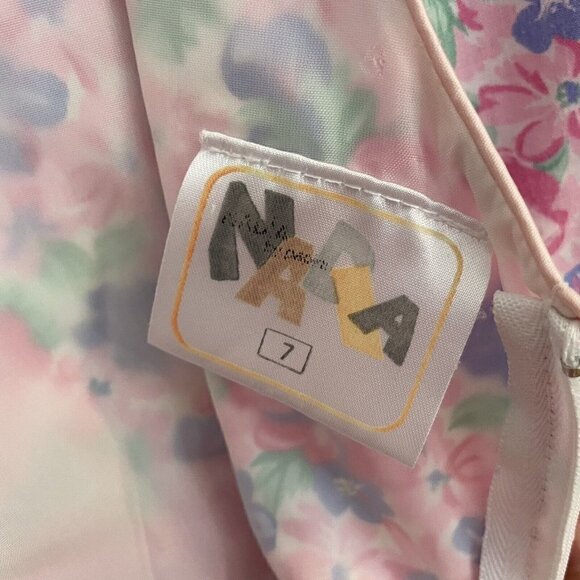 Vintage 80s/90s Floral Party Dress Girls L Pink Ruffle Easter Wedding Girly EUC - Picture 12 of 13